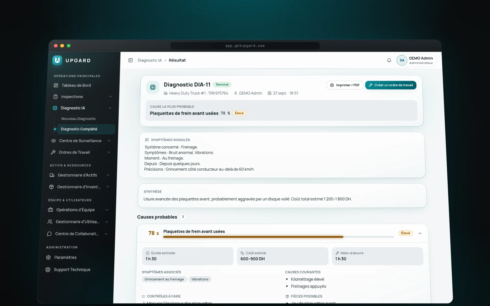 Fonctionnalité Diagnostic IA & Inspections — aperçu 1